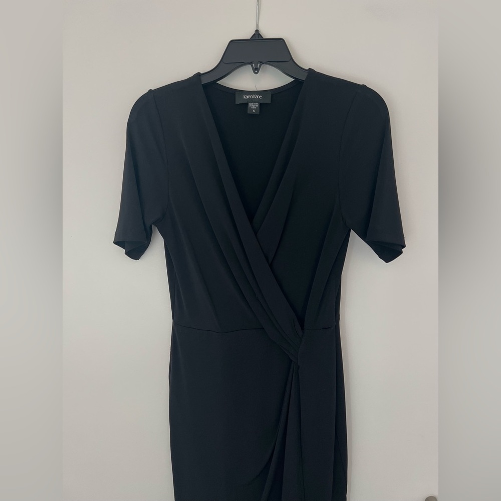 Karen Kane black V neck drape dress